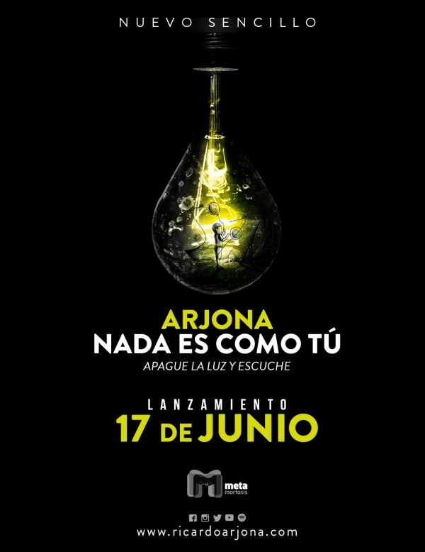 Ricardo Arjona nuevo sencillo "Nada es como tú": lanzamiento 17 de junio.