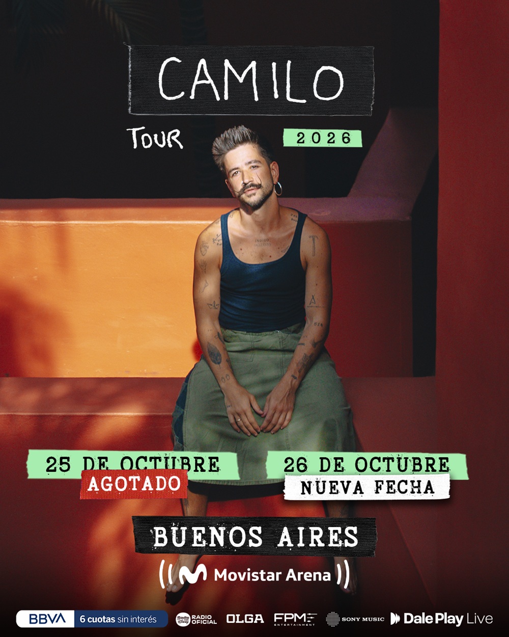 Camilo agotó su primera fecha en el Movistar Arena y suma un segundo show