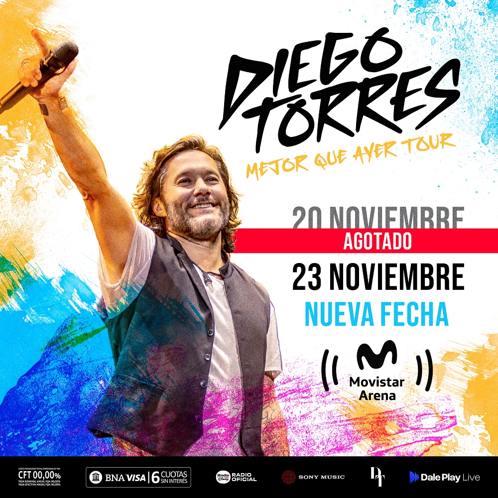 Diego Torres ¡con entradas agotadas suma una nueva fecha en el Movistar Arena en el marco de su exitosa gira por Latam!