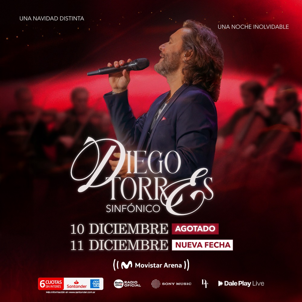 Diego Torres agota las entradas de su show sinfónico y agrega una nueva noche en Buenos Aires 