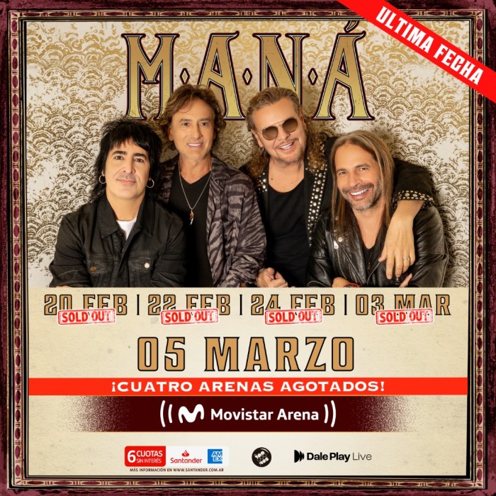 MANÁ agrega el quinto y último show en Argentina