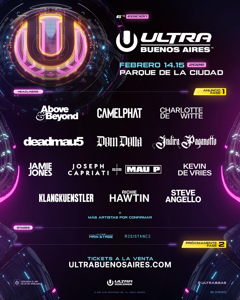 Ultra Buenos Aires revela un monumental lineup de Fase 1 para su sexta edición