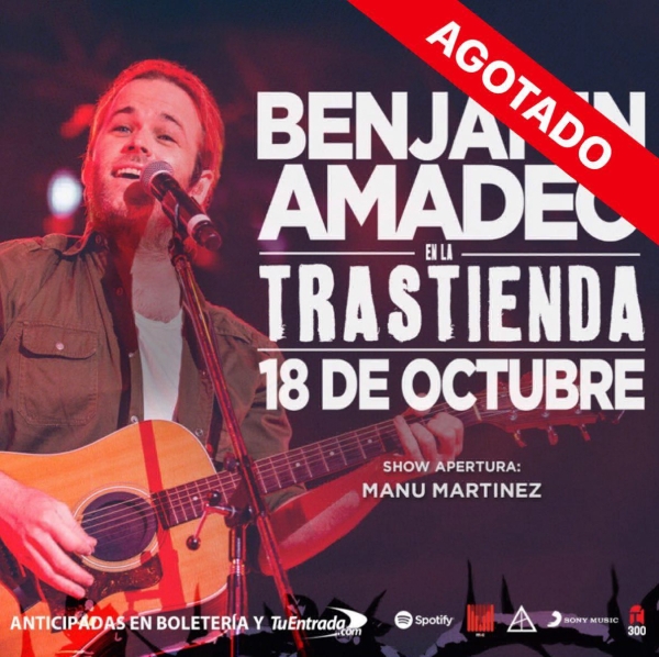 Benjamin Amadeo agota entradas para su show en La Trastienda, este viernes 18 de octubre!
