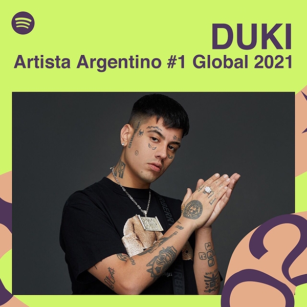 Duki es el Artista argentino más escuchado a nivel global en 2021