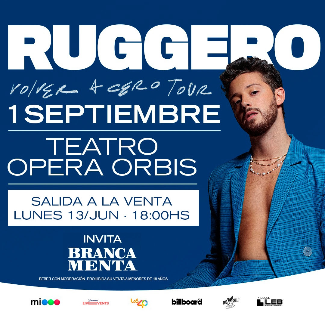Ruggero llega por primera vez al Teatro Opera con su nuevo álbum, el 1 de septiembre!