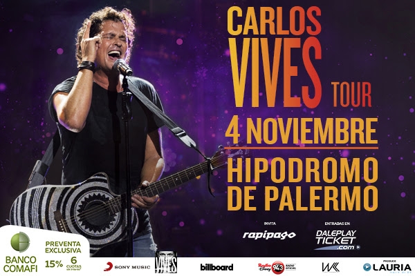 Carlos Vives anunció su show en Argentina! 4 de noviembre, Hipódromo de Palermo!