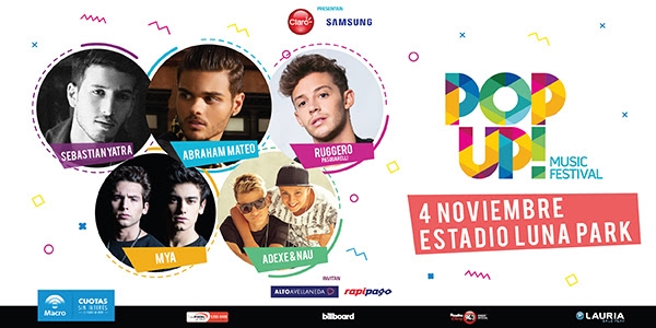 RUGGERO PASQUARELLI se suma al POP UP! MUSIC FESTIVAL: 4 de noviembre, Estadio Luna Park!