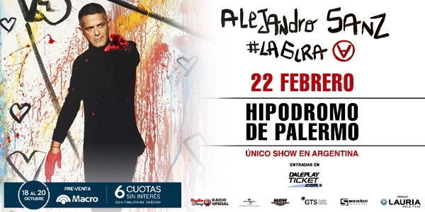 Alejandro Sanz anunció un único show en Argentina! 22 de febrero, Hipódromo de Palermo!