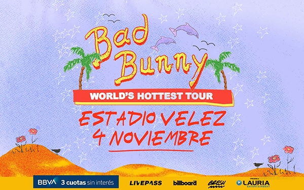 Bad Bunny confirmó su show en Argentina! 4 de noviembre, Estadio Velez!