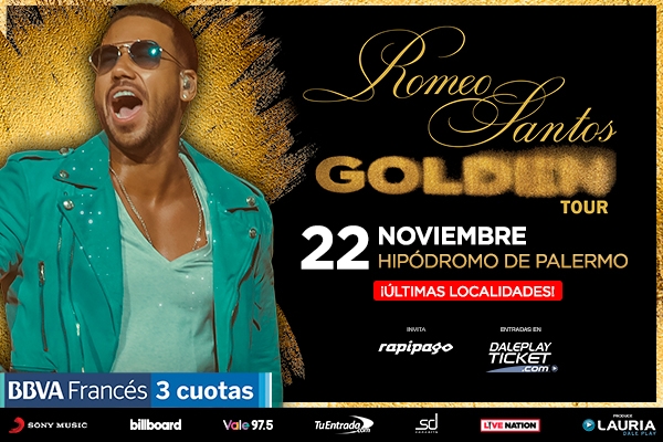 ¡Éxito total! ¡Últimas localidades! Romeo Santos en Argentina: 22 de noviembre, Hipódromo de Palermo.