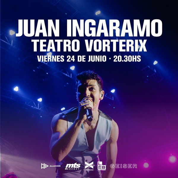 Juan Ingaramo anuncia su show en Teatro Vorterix, el 24 de junio.