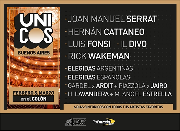 Festival Únicos en el Teatro Colón: Serrat, Cattaneo, Luis Fonsi, Il Divo, y muchos más, en sinfónico!